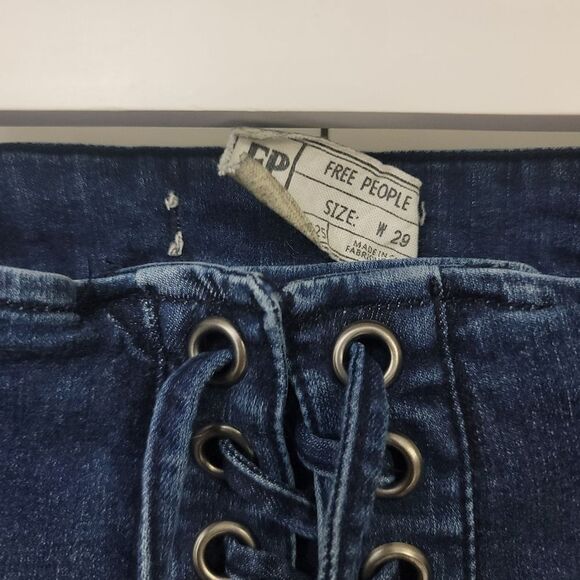 Free People Blue Skinny Lace-Up Jeans - Picture 5 of 8